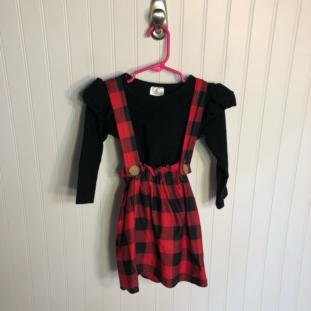 Boutique Skirt Top Red Black Plaid Outfit 2T “XS”